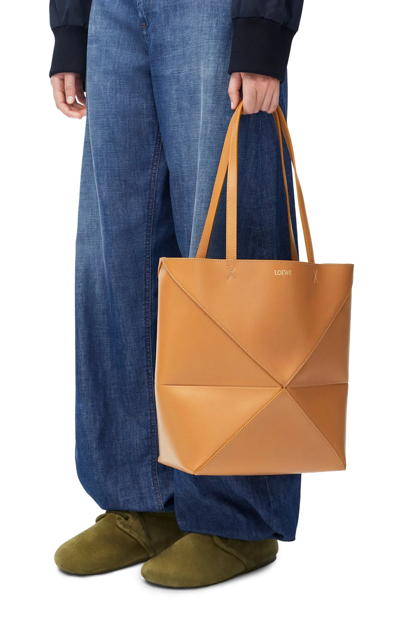 Medium Puzzle Fold Tote In Shiny Calfskin