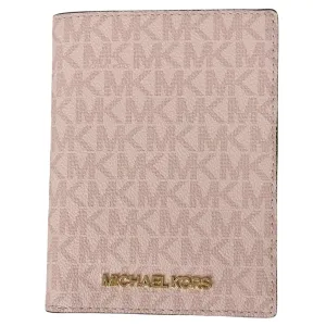 Michael Kors Jet Set Travel Medium Passport Wallet ID Holder Dark Powder Blush
