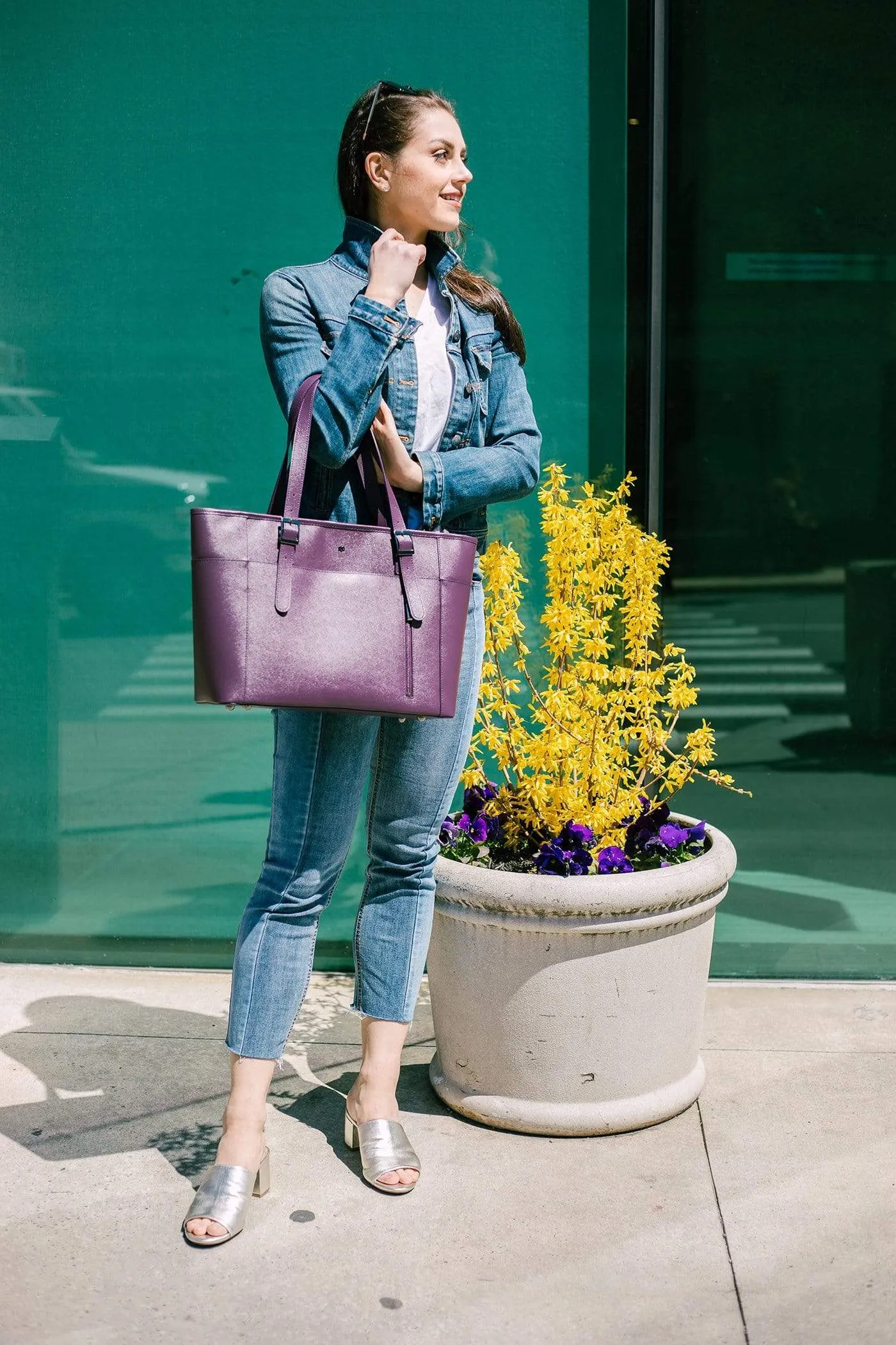 Miley Vegan Leather Laptop Bag | Purple
