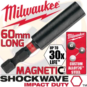 MILWAUKEE 60MM MAGNETIC BIT HOLDER ( SHOCKWAVE IMPACT DUTY )