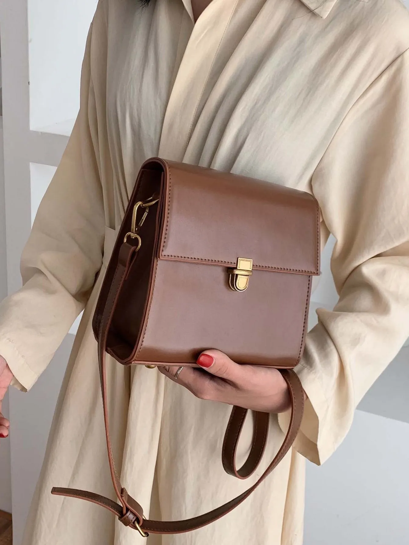 Mini Flap Square Minimalist Push Lock Crossbody Bag