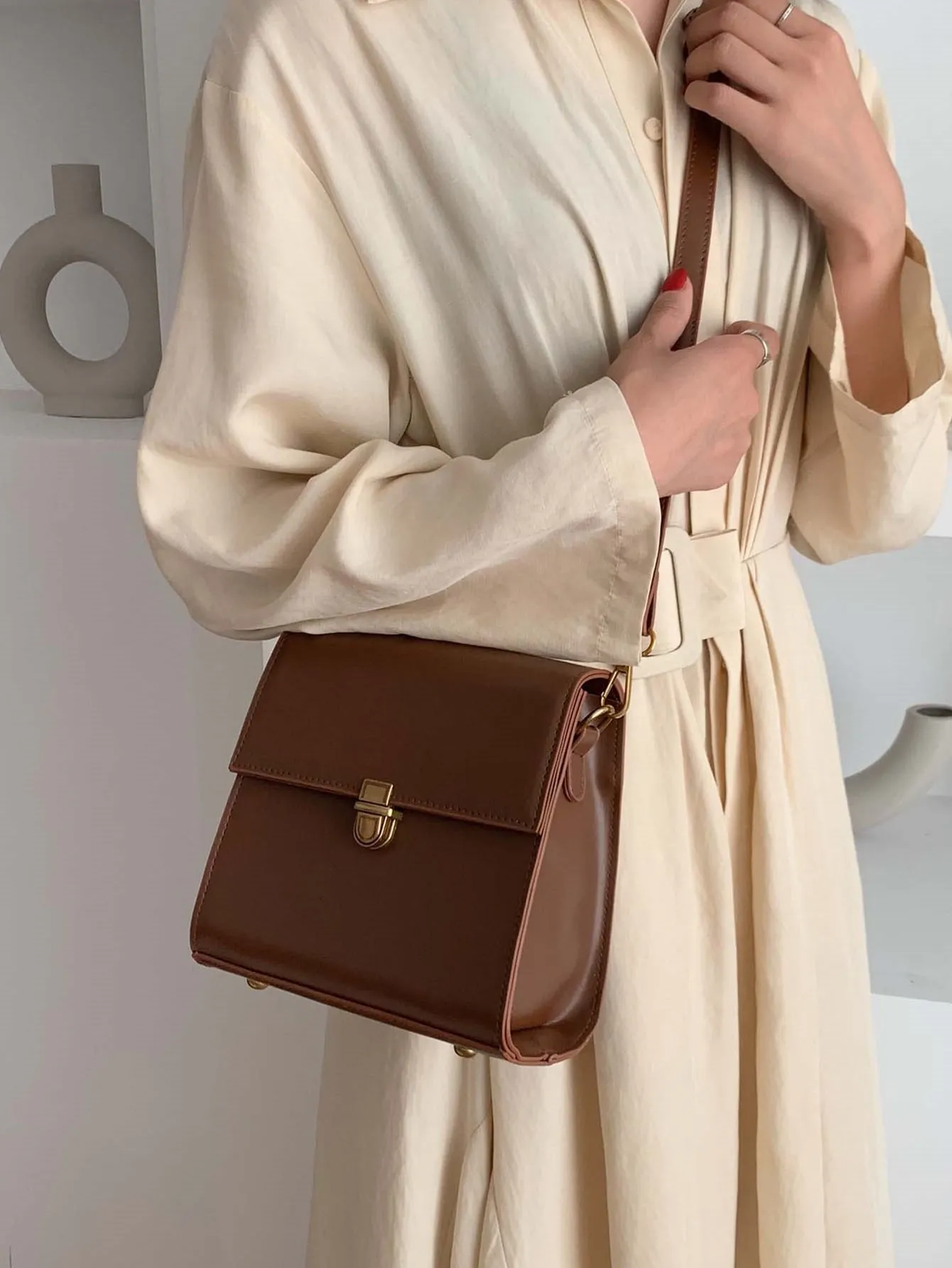 Mini Flap Square Minimalist Push Lock Crossbody Bag