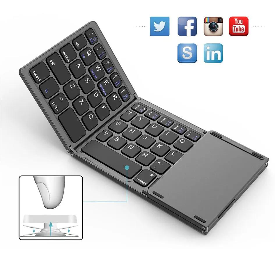 Mini Folding keyboard with Touchpad Wireless Bluetooth Keyboard - Jennyhome