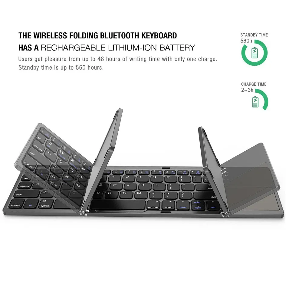 Mini Folding keyboard with Touchpad Wireless Bluetooth Keyboard - Jennyhome