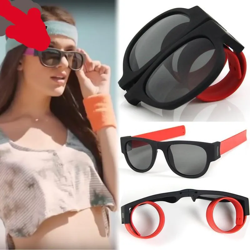 Modern Portable Unisex Slap Wrist Clap Ring Polarized Beach Sunglasses For Outdoor Men Women