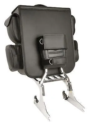 MOTORCYCLE LARGE PVC SISSY BAR BAG W/5 BONUS POCKETS & GUN POCKET W/ AMMO POCKET
