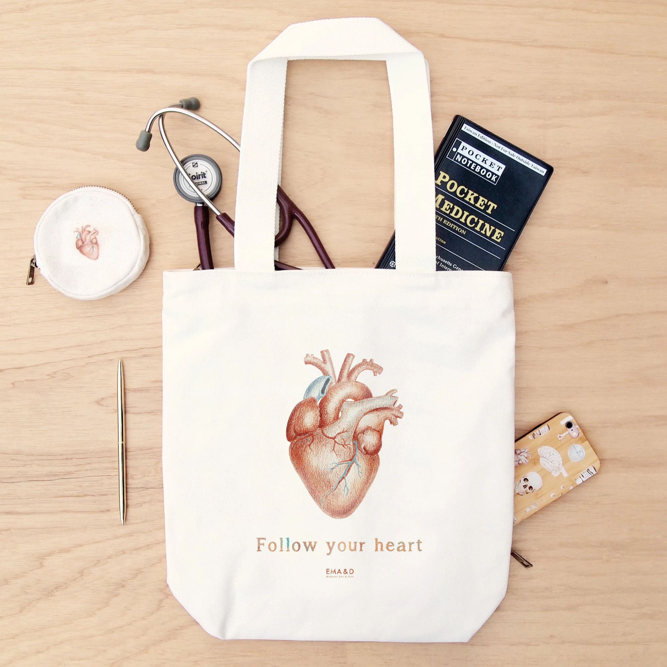 Multi Pocket Canvas Bag - Heart