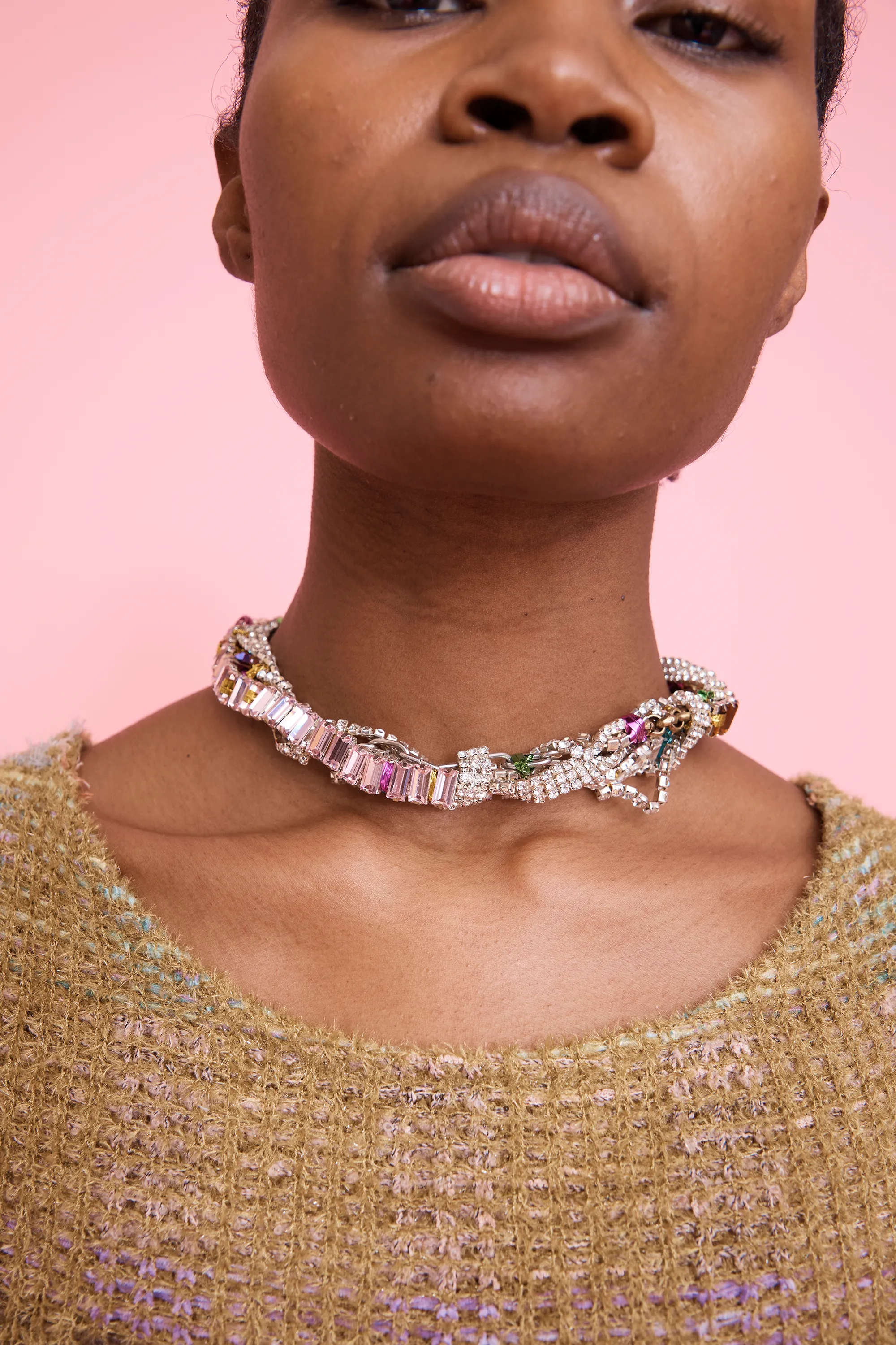 MULTI RHINESTONE JUNK NECKLACE