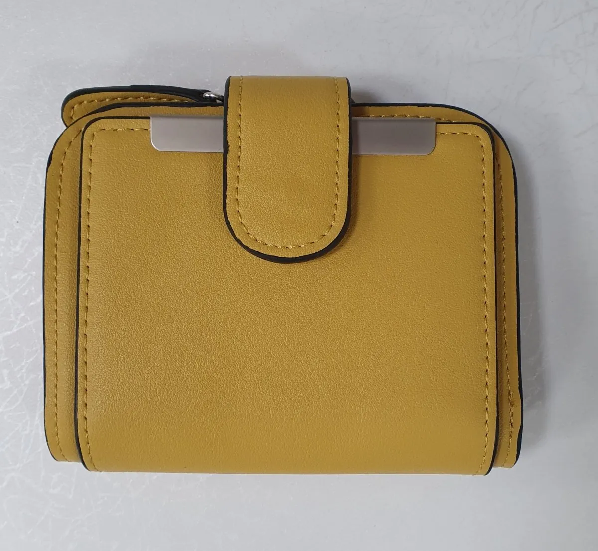 Mustard Faux Leather Tab Coin Purse