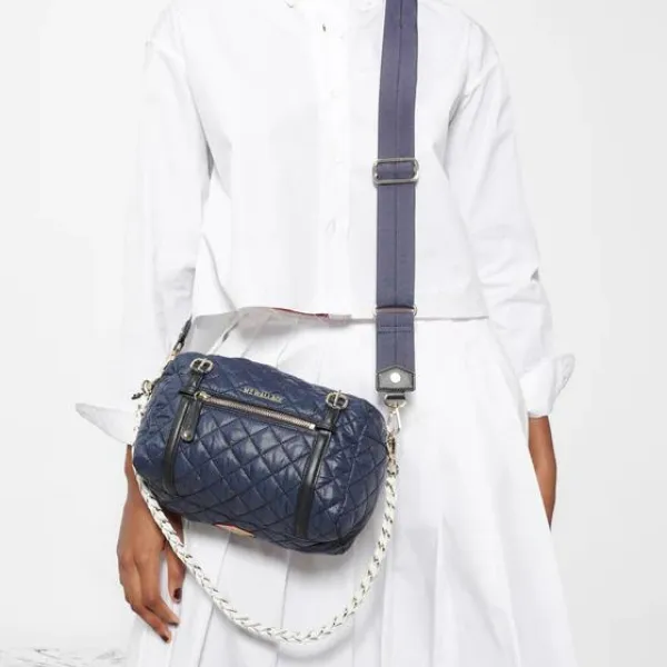 MZ Wallace Small Crosby Barrel Navy Dawn / White