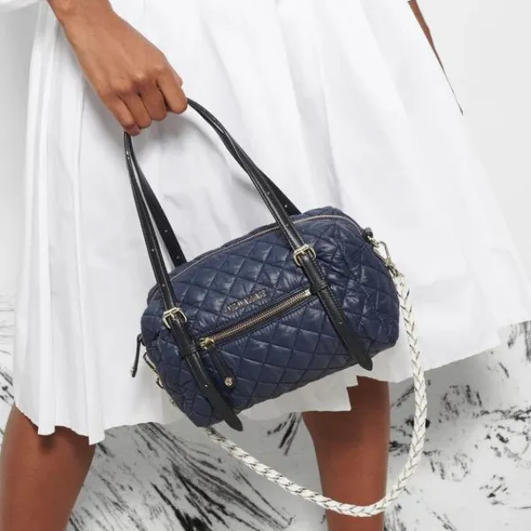 MZ Wallace Small Crosby Barrel Navy Dawn / White