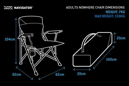 Navigator Gear the Nowhere Chair Adults 150Kg Blue Grey