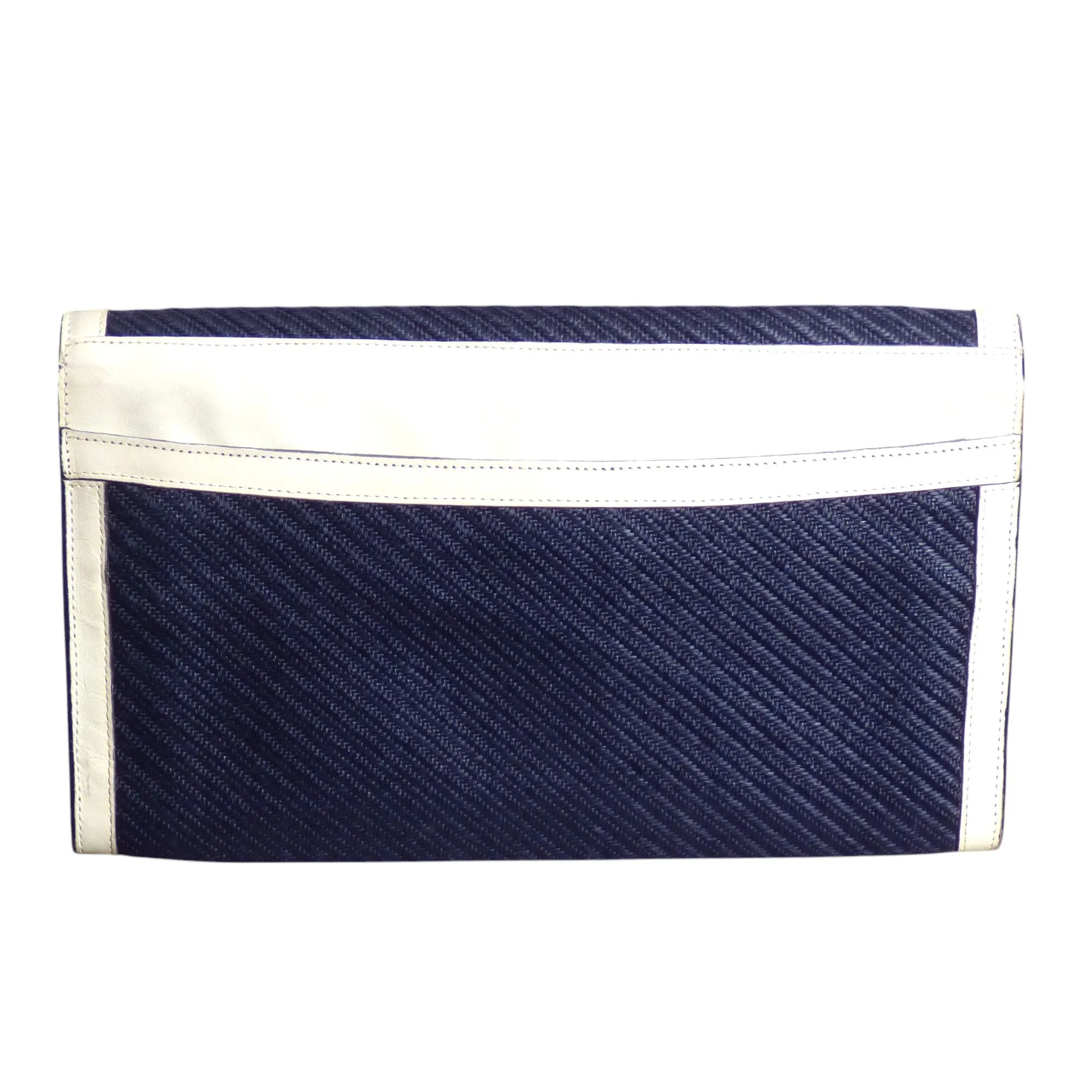 NEIMAN MARCUS- 1970s Navy Raffia Afternoon Clutch