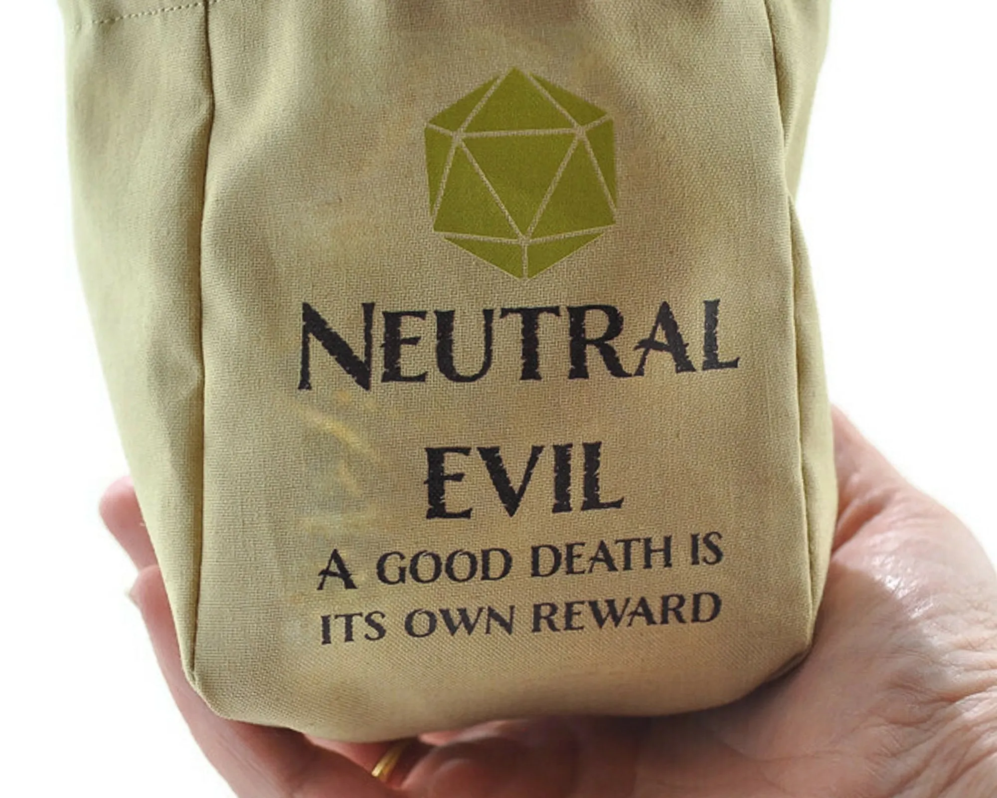 Neutral Evil Dice Bag, Lime die