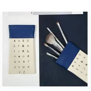 NEW DFC Alphabet Glasses Bag Spandex Canvas Patchwork Eyeglasses Storage Bag Presbyopia Portable Student Eyeglasses Bag Makeup Brush Storage Bag, Navy