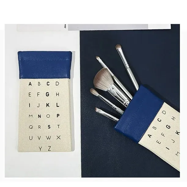 NEW DFC Alphabet Glasses Bag Spandex Canvas Patchwork Eyeglasses Storage Bag Presbyopia Portable Student Eyeglasses Bag Makeup Brush Storage Bag, Navy