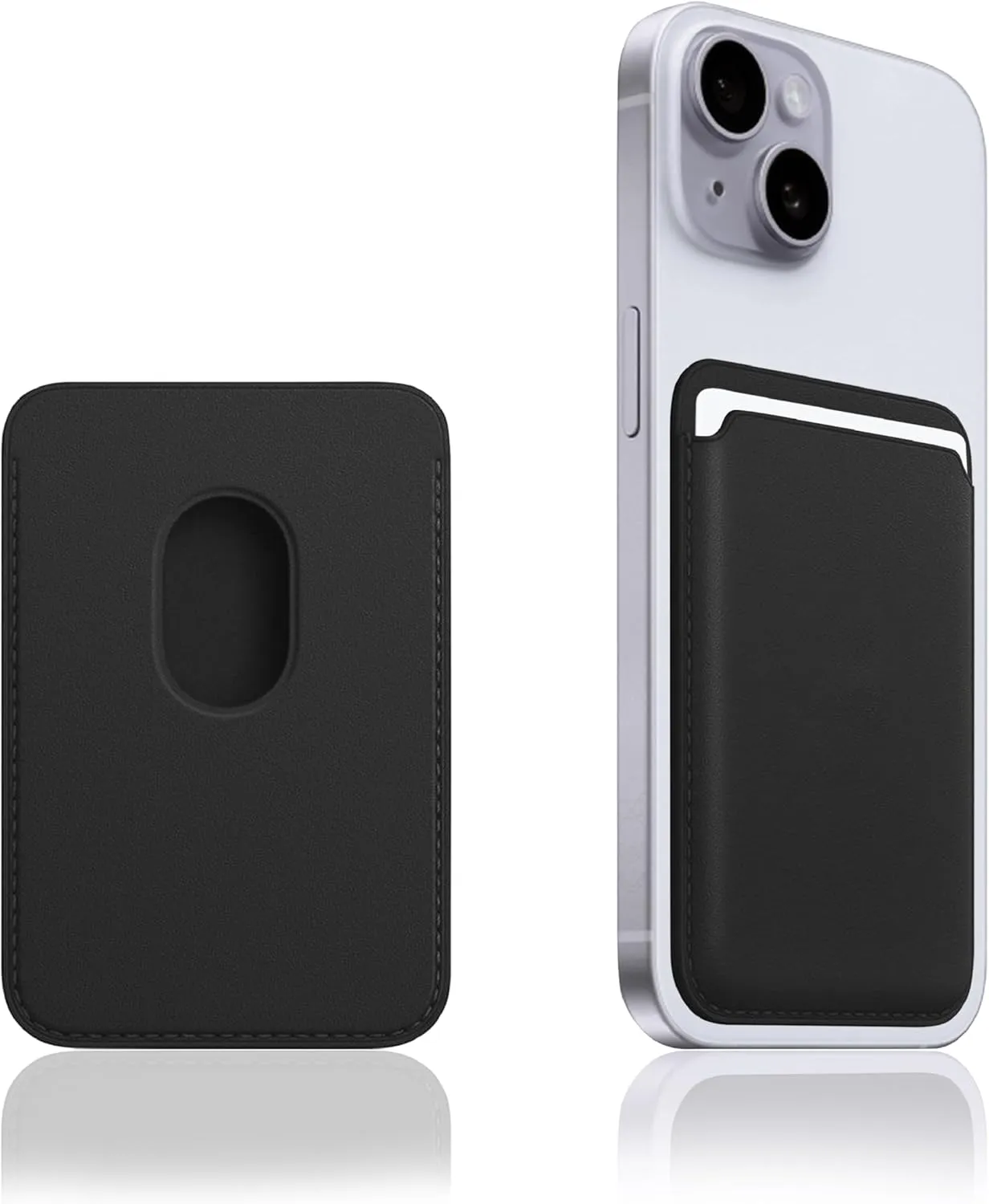 NEW Magnetic Leather Wallet Compatible with Magsafe iPhone 12/13/14/15 Mini/Plus/Pro/Max (Black)