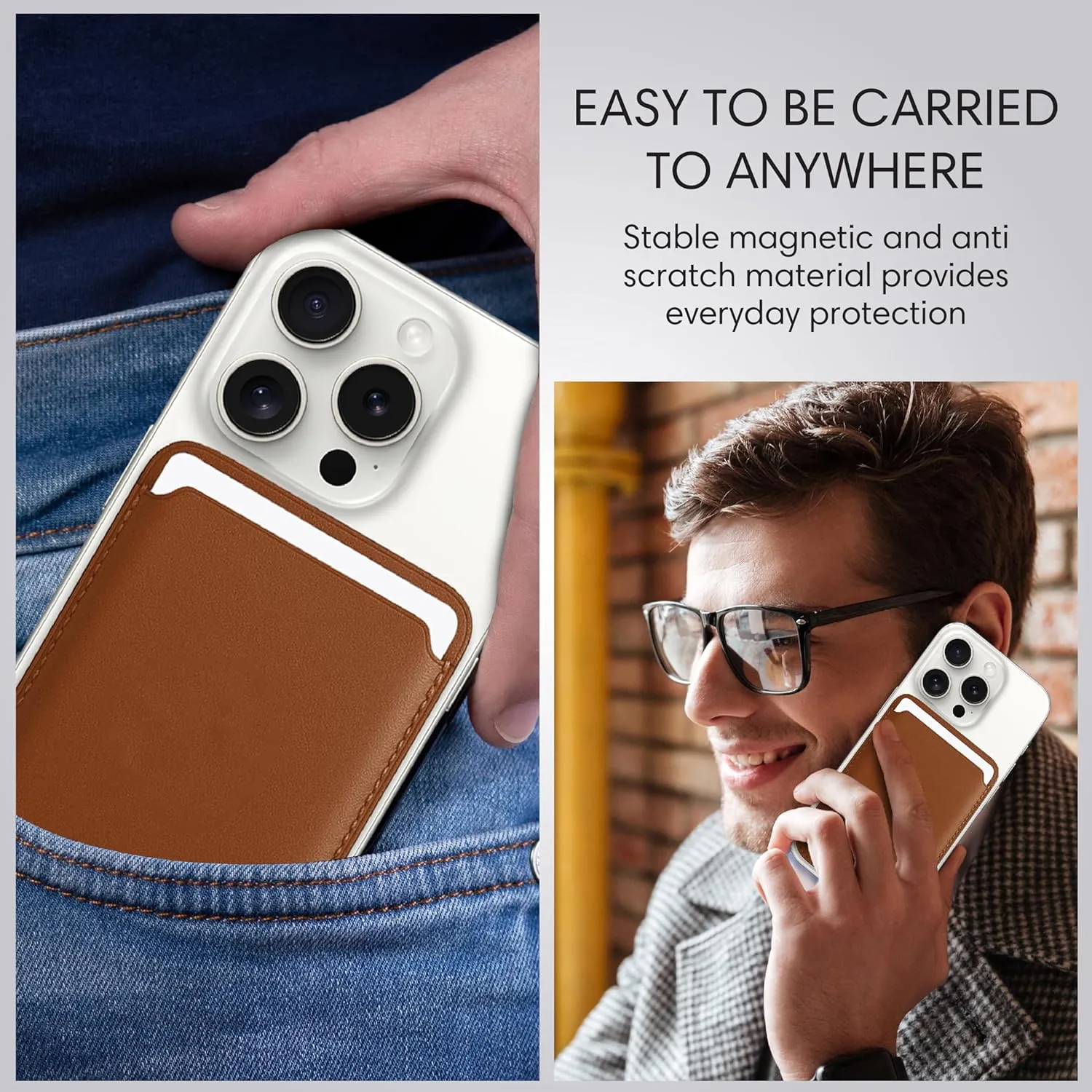 NEW Magnetic Leather Wallet Compatible with Magsafe iPhone 12/13/14/15 Mini/Plus/Pro/Max (Black)