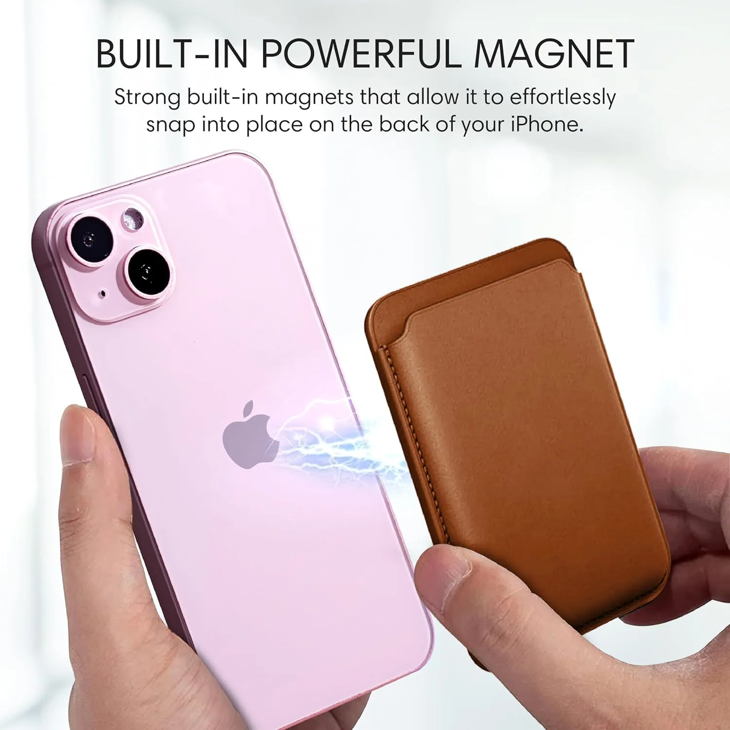 NEW Magnetic Leather Wallet Compatible with Magsafe iPhone 12/13/14/15 Mini/Plus/Pro/Max (Black)