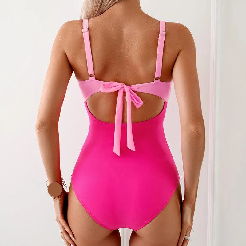 New one-piece swimsuit clashing color swimsuit women