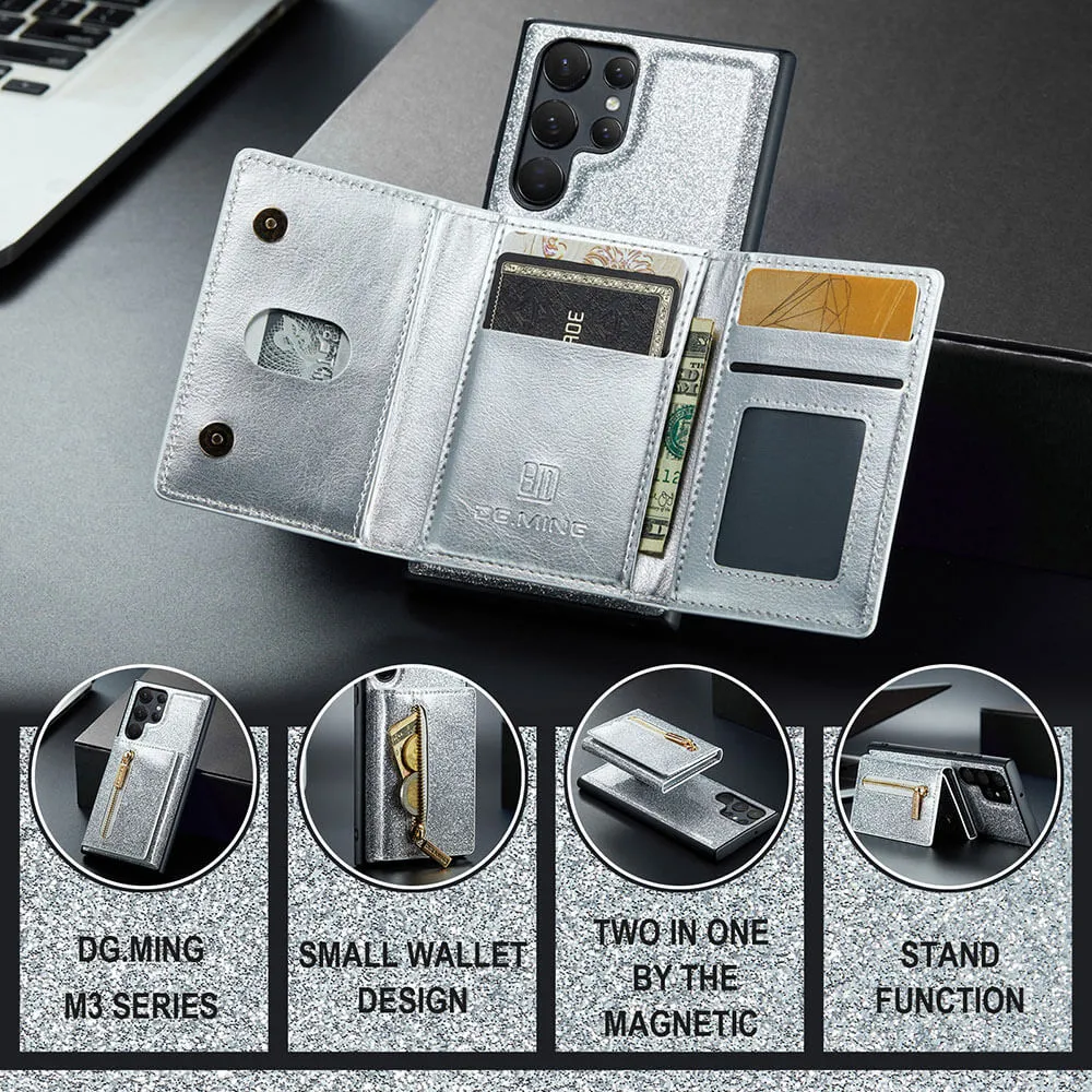 Newest Magnetic Bling Leather Detachable Wallet Samsung Case
