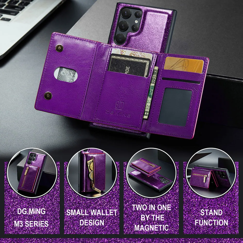 Newest Magnetic Bling Leather Detachable Wallet Samsung Case