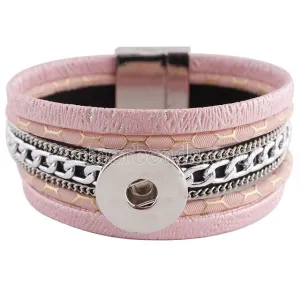 Newest Partnerbeads snap bracelets jewelry 8.26 inch PU leather bracelets fit 18-20mm