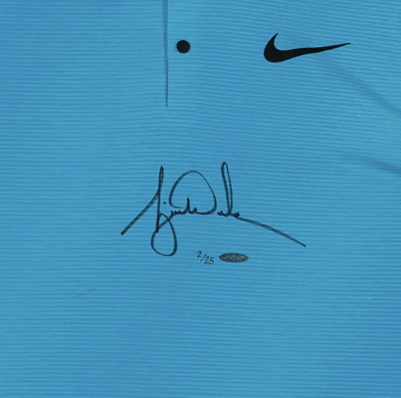 Nike Golf Tiger Woods Autographed Blue Fury Polo Shirt UDA LE 25