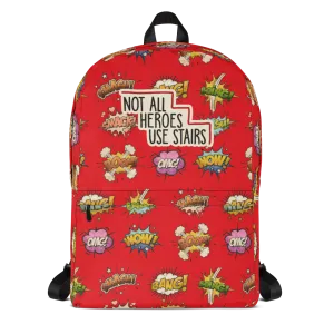 Not All Heroes Use Stairs (Backpack) Comic Book Speech Bubbles Pattern
