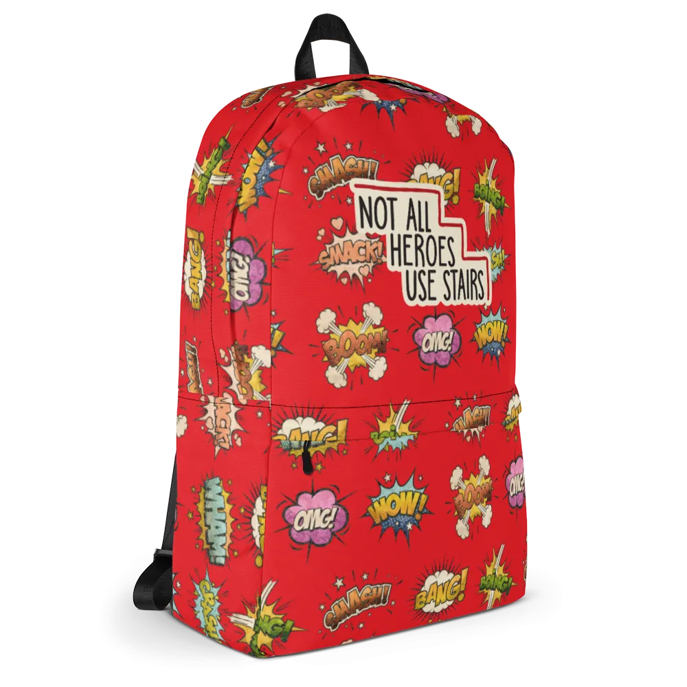 Not All Heroes Use Stairs (Backpack) Comic Book Speech Bubbles Pattern