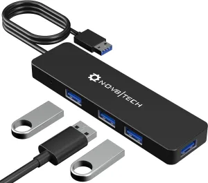 NOV8TECH 4 Port USB Hub with 2ft Extended Cable - Compatible with PC, Laptops, MacBook Pro & Air M1 M2 2016-2023