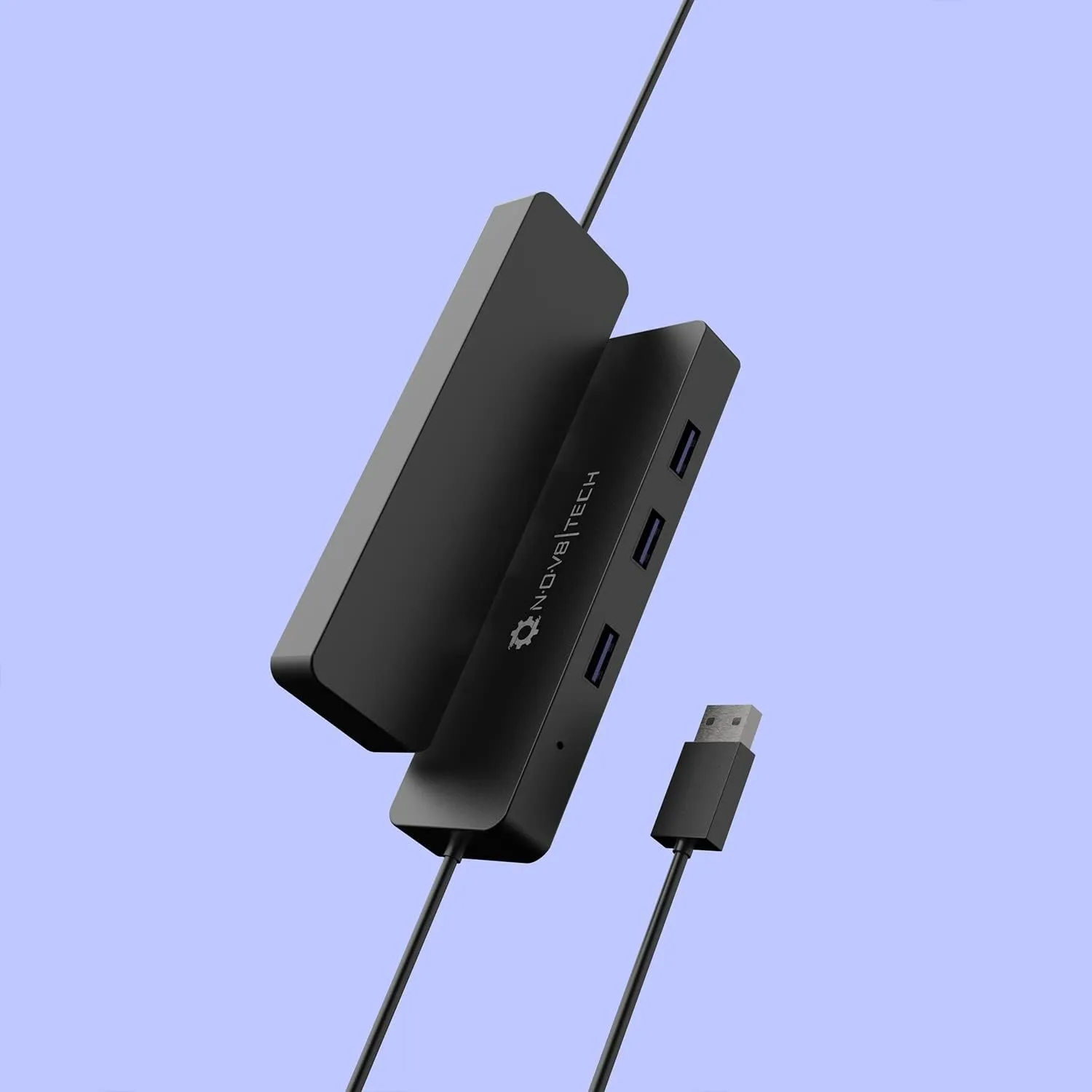 NOV8TECH 4 Port USB Hub with 2ft Extended Cable - Compatible with PC, Laptops, MacBook Pro & Air M1 M2 2016-2023