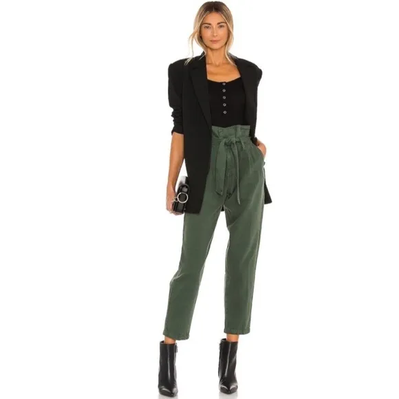 NWOT  Blank NYC Secret Garden High Waist Paper Bag Jean GREEN