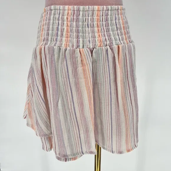 NWT BCBGeneration Smocked High Waisted Multi Stripe Skort