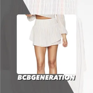 NWT BCBGeneration Smocked High Waisted Multi Stripe Skort