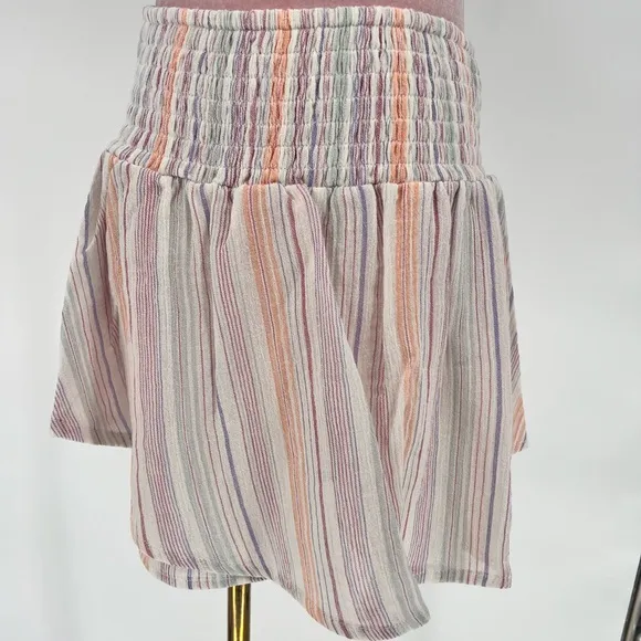 NWT BCBGeneration Smocked High Waisted Multi Stripe Skort