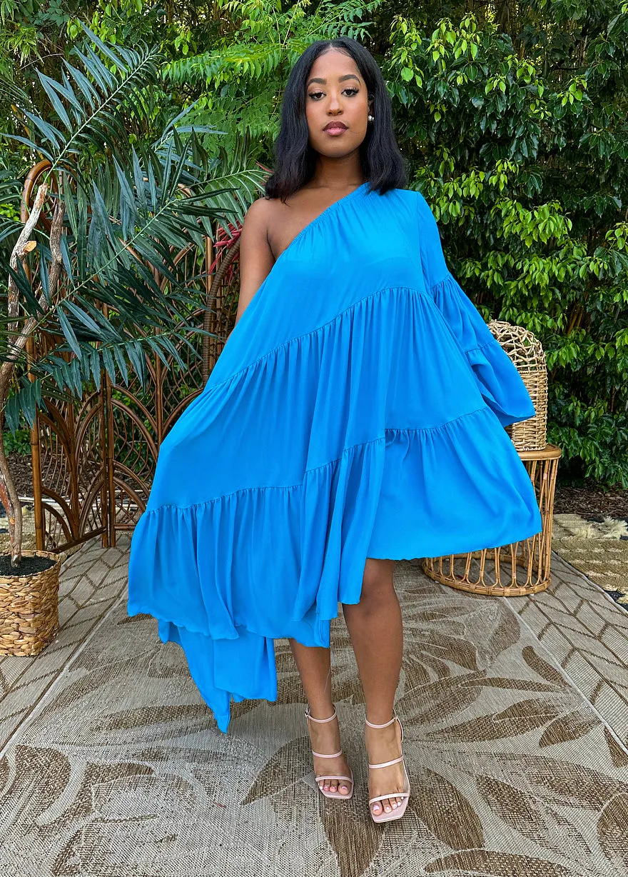 One Shoulder Joy  BLUE