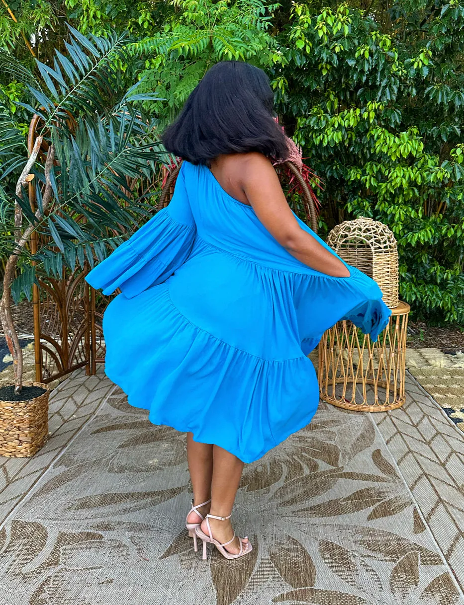 One Shoulder Joy  BLUE