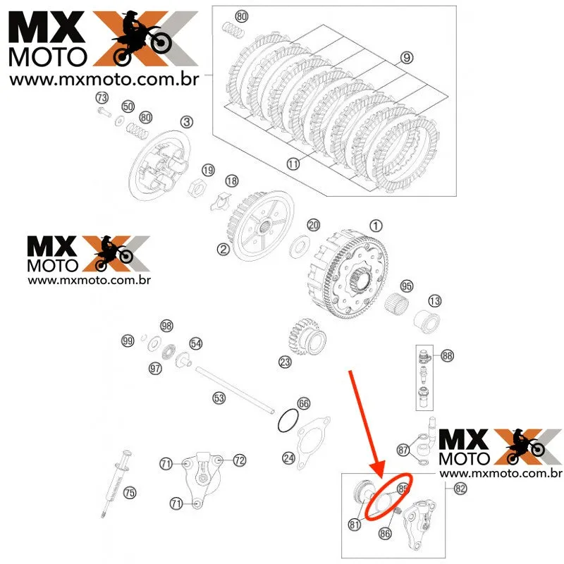O´ring / Anel do Embolo Inferior da Embreagem Original KTM 2006 a 2024 - Husqvarna 14 a 24 - GAS GAS MC/EX/RX 450 24 - 54832067000
