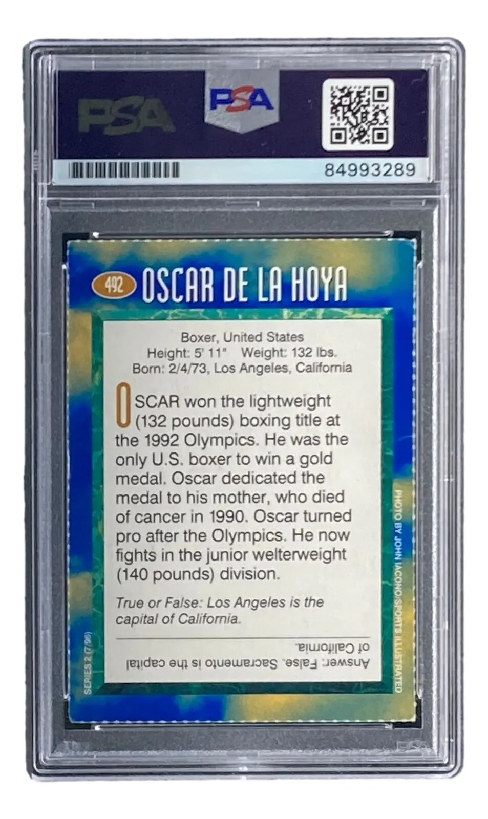 Oscar De La Hoya Signed 1996 Sports Illustrated For Kids Series 2 #492 Card