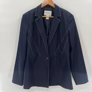 Oscar de la Renta Single Button Denim Colored Blazer With White Stitching 14