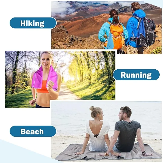 Oudain 4 Sets Quick Dry Towels 8 Pcs Drying Towels 2 Sizes Microfiber Travel Towel for Camping Beach Hiking Yoga Swim Camping Gym and Travel, with Mesh Bag