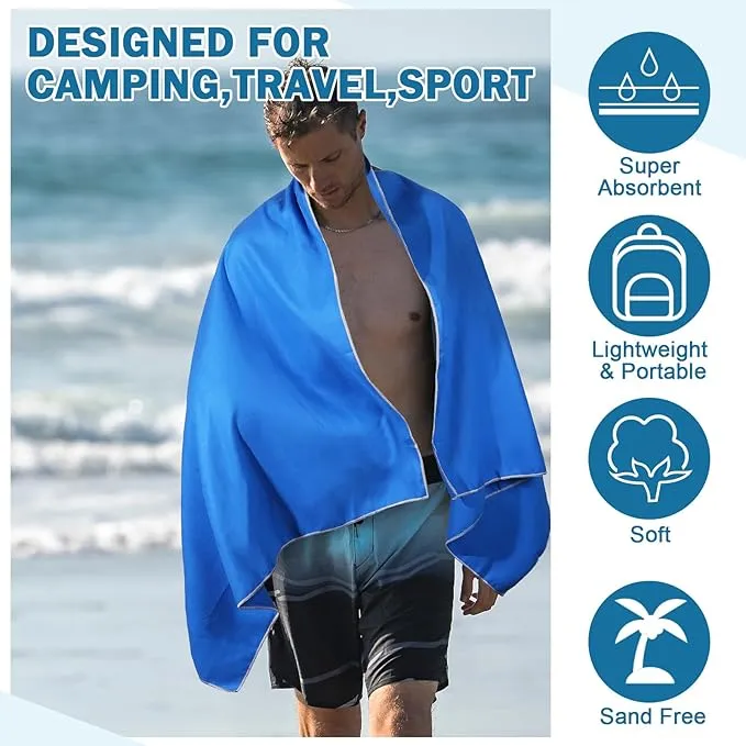 Oudain 4 Sets Quick Dry Towels 8 Pcs Drying Towels 2 Sizes Microfiber Travel Towel for Camping Beach Hiking Yoga Swim Camping Gym and Travel, with Mesh Bag