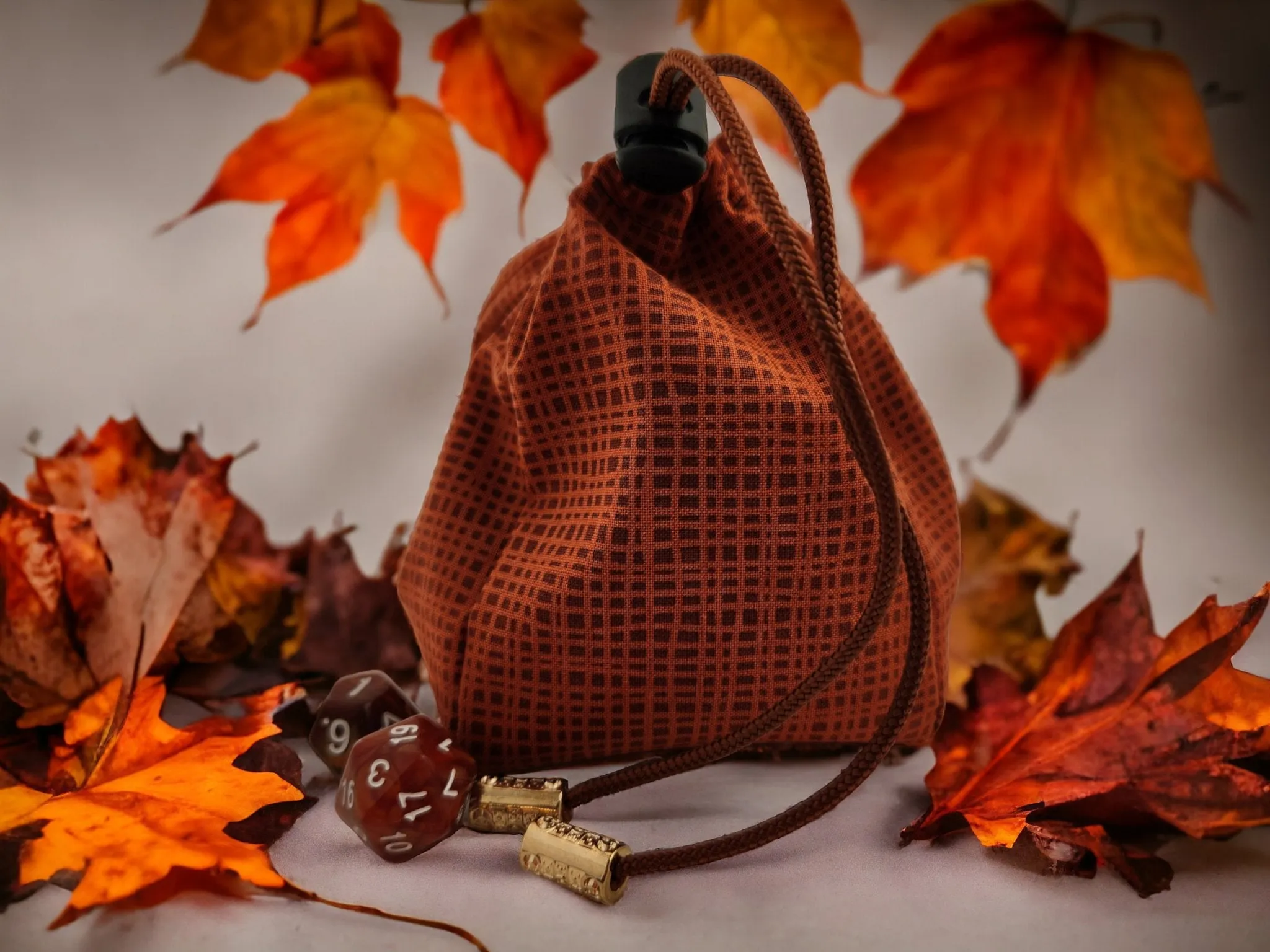 Owl and leaf dice bag