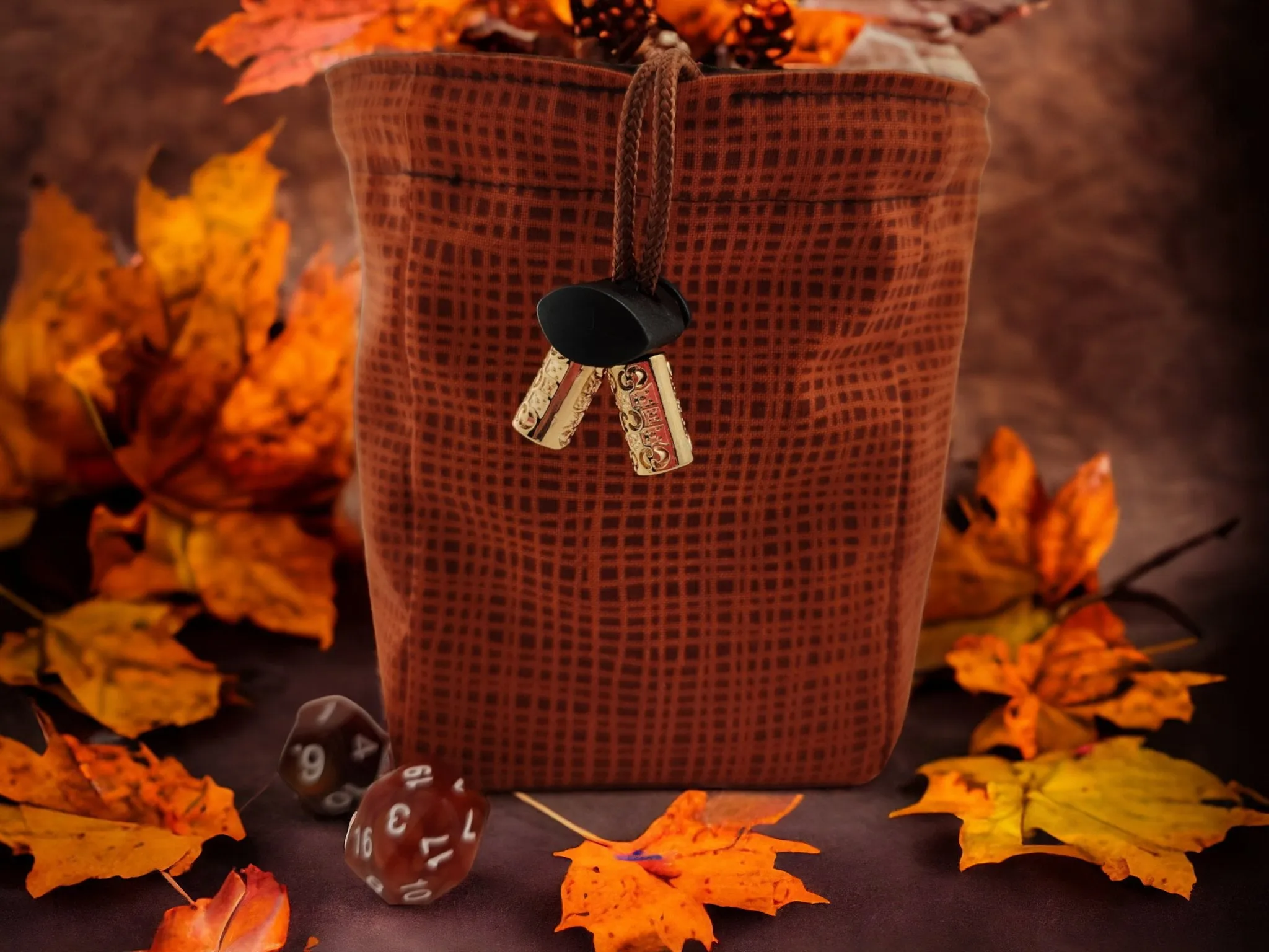 Owl and leaf dice bag