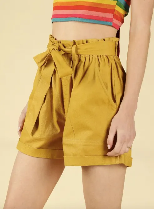 Paper Bag Waist 4 Pocket Tie Shorts