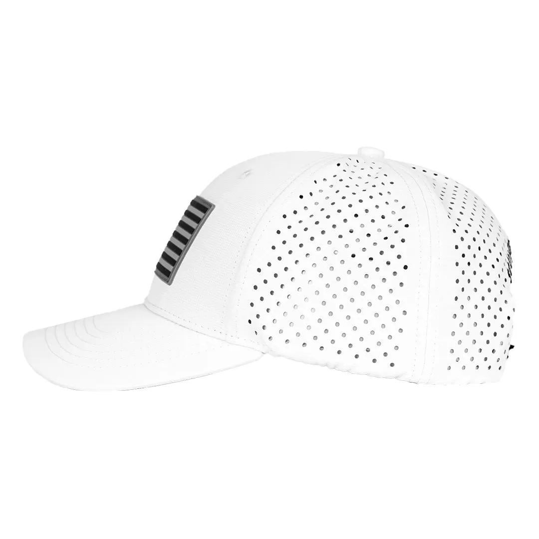 Performance Snapback| Blackout American Flag | White