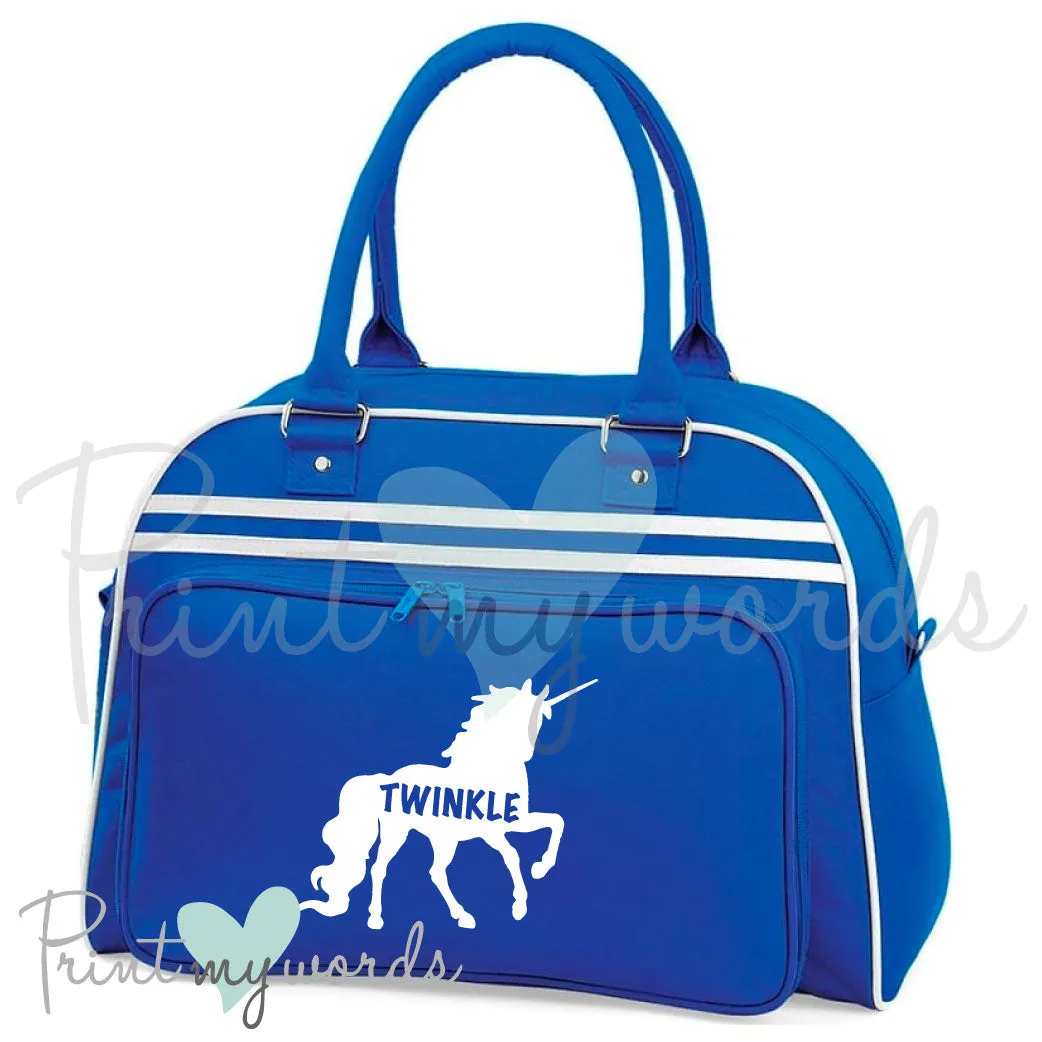 Personalised Equestrian Retro Bowling Bag - Unicorn Silhouette Design