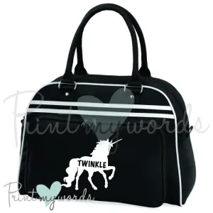 Personalised Equestrian Retro Bowling Bag - Unicorn Silhouette Design