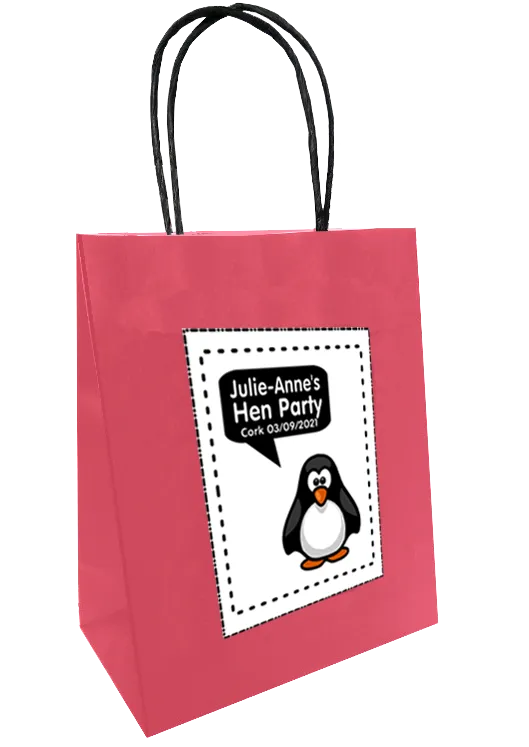 Personalised hen party gift bag penguin